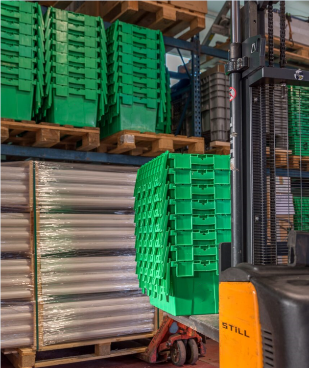 सुपरमार्केट खाद्य शीत श्रृंखला टर्नओवर बॉक्स के लिए तिरछा सम्मिलित प्लास्टिक स्टैकेबल भंडारण डिब्बे ढक्कन 4